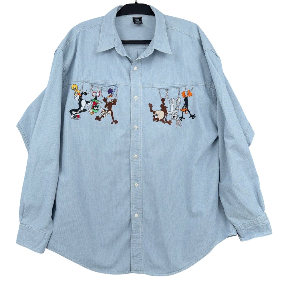 Warner Bros Studio Store Looney Tunes Women XXL Cotton‎ Blue Vintage 1997 Shirt